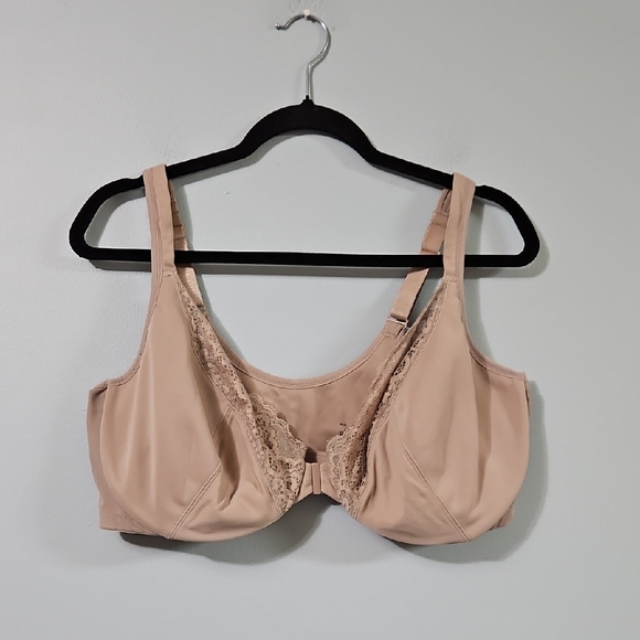 Playtex 4423 Lace Trim Tan Underwire Front Closure Bra Size 44DDD #1210 - Picture 1 of 11